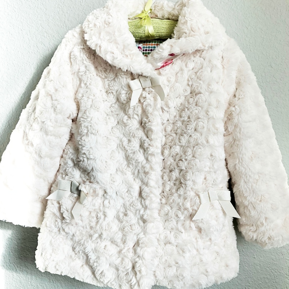 John Lewis Faux Fur White Coat